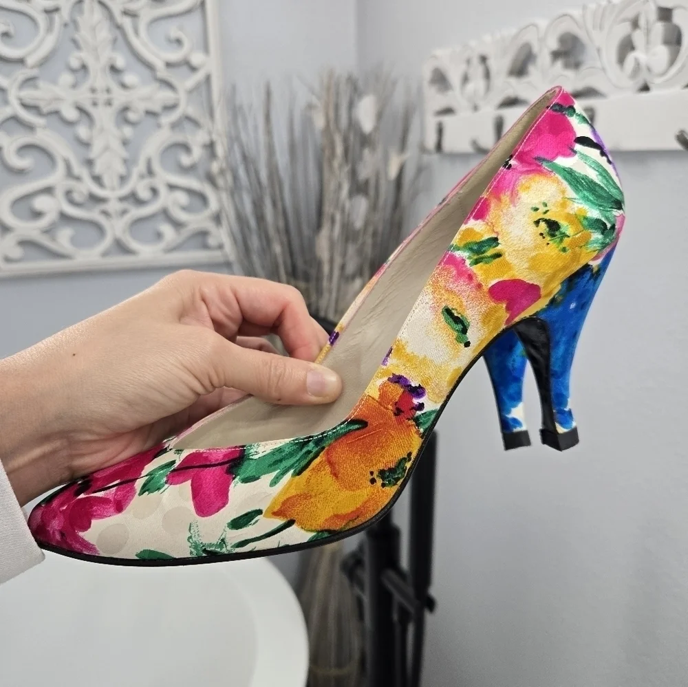 Vintage Stuart Weitzman for Mr. Seymour Floral Watercolor Heels